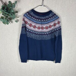Tabitha Webb > Navy Blue Fair Isle Wool Sweater Small